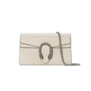 Dionysus super mini leather bag. White bag with silver hardware